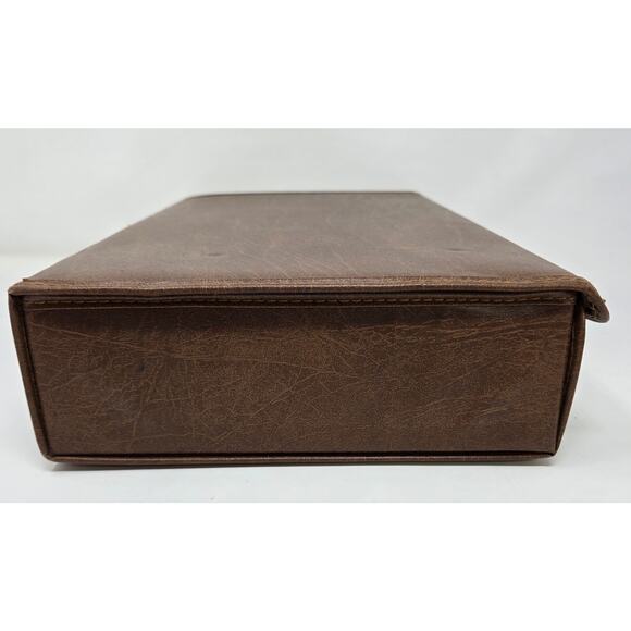 Cassette Tape Storage Carrying Case Brown Vinyl Holds 30 Handle 14.5" x 9" - Picture 8 of 15